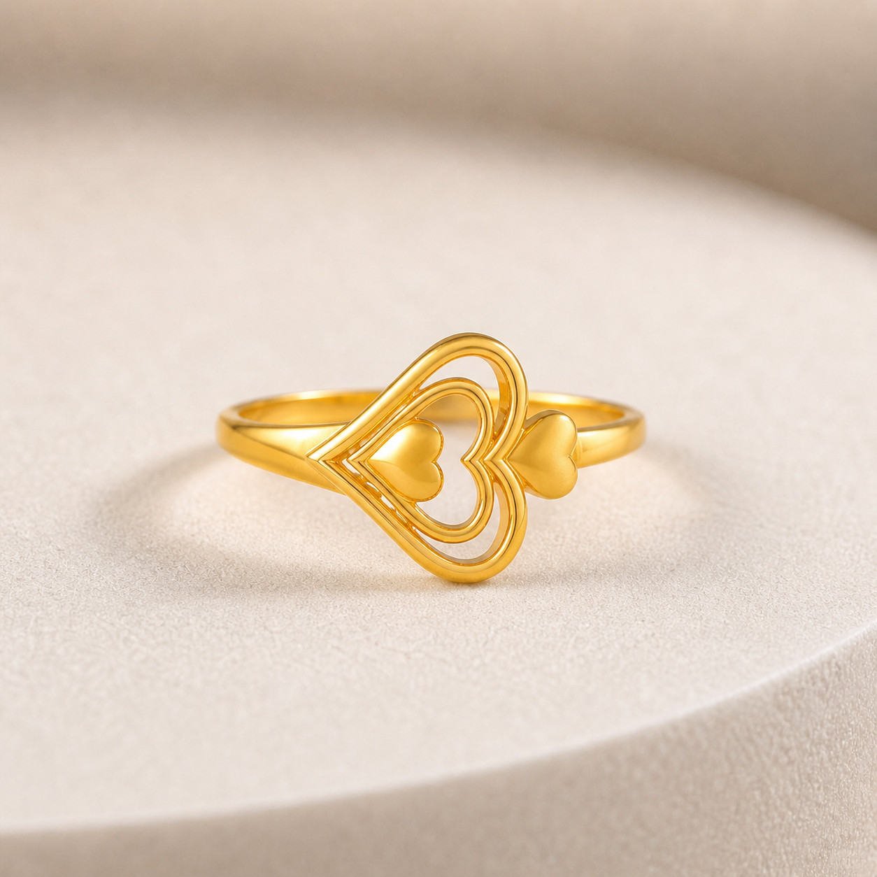 Shreya Triple Layers Heart Gold Ring
