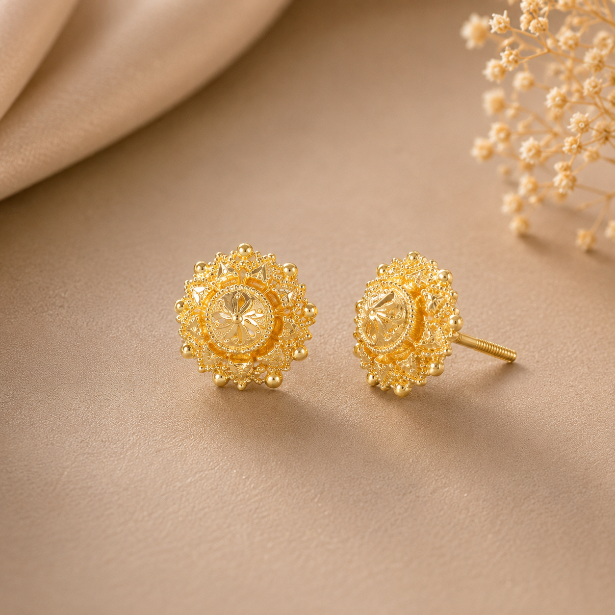 Kashish Heritage Bloom Gold Earrings
