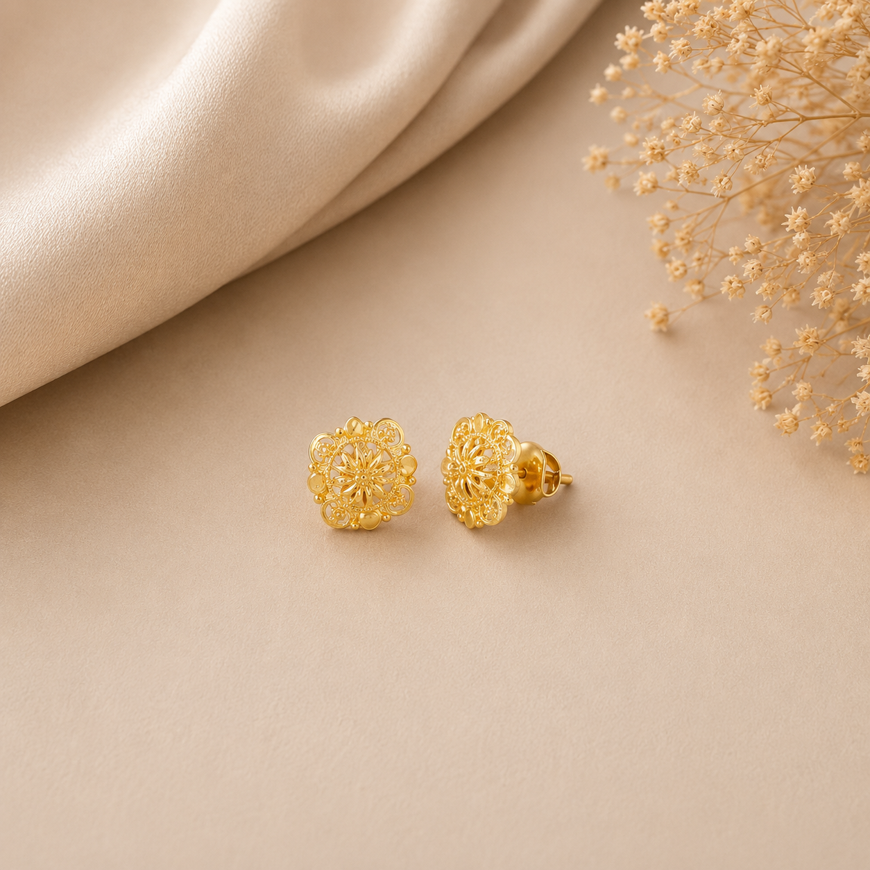 Riya Floral Aura Designer Gold Earrings