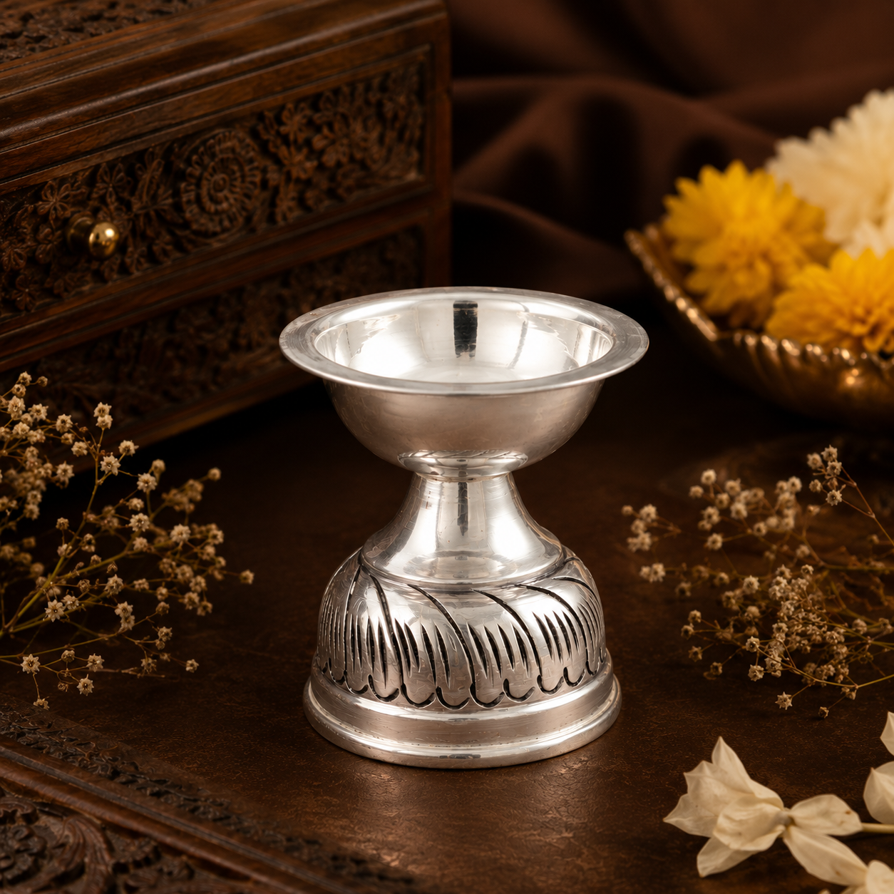 Divine Aura Silver Diya
