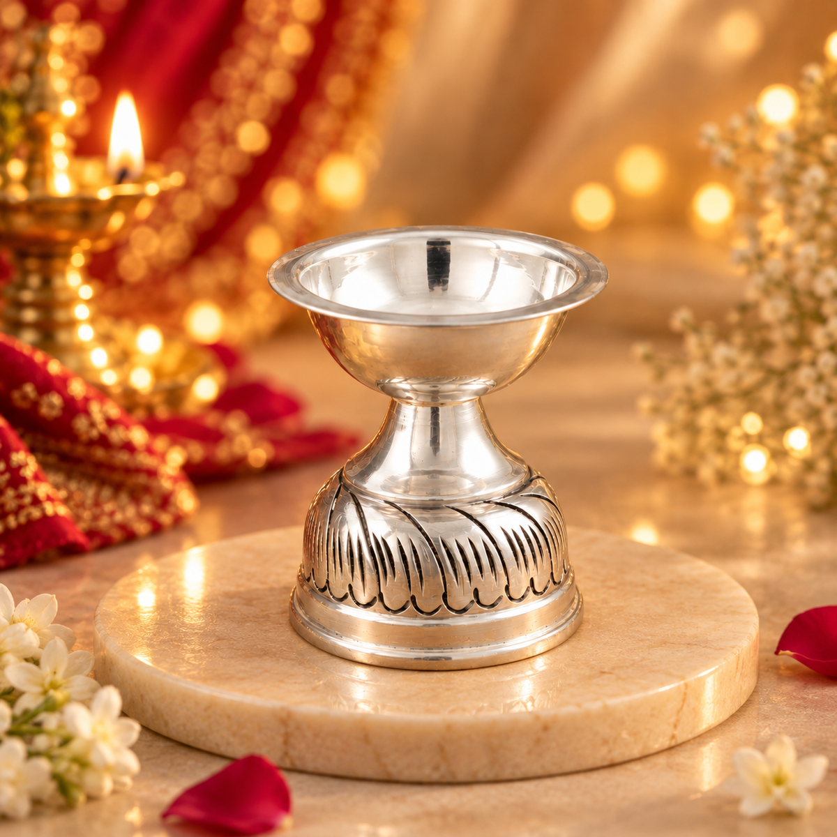 Divine Aura Silver Diya