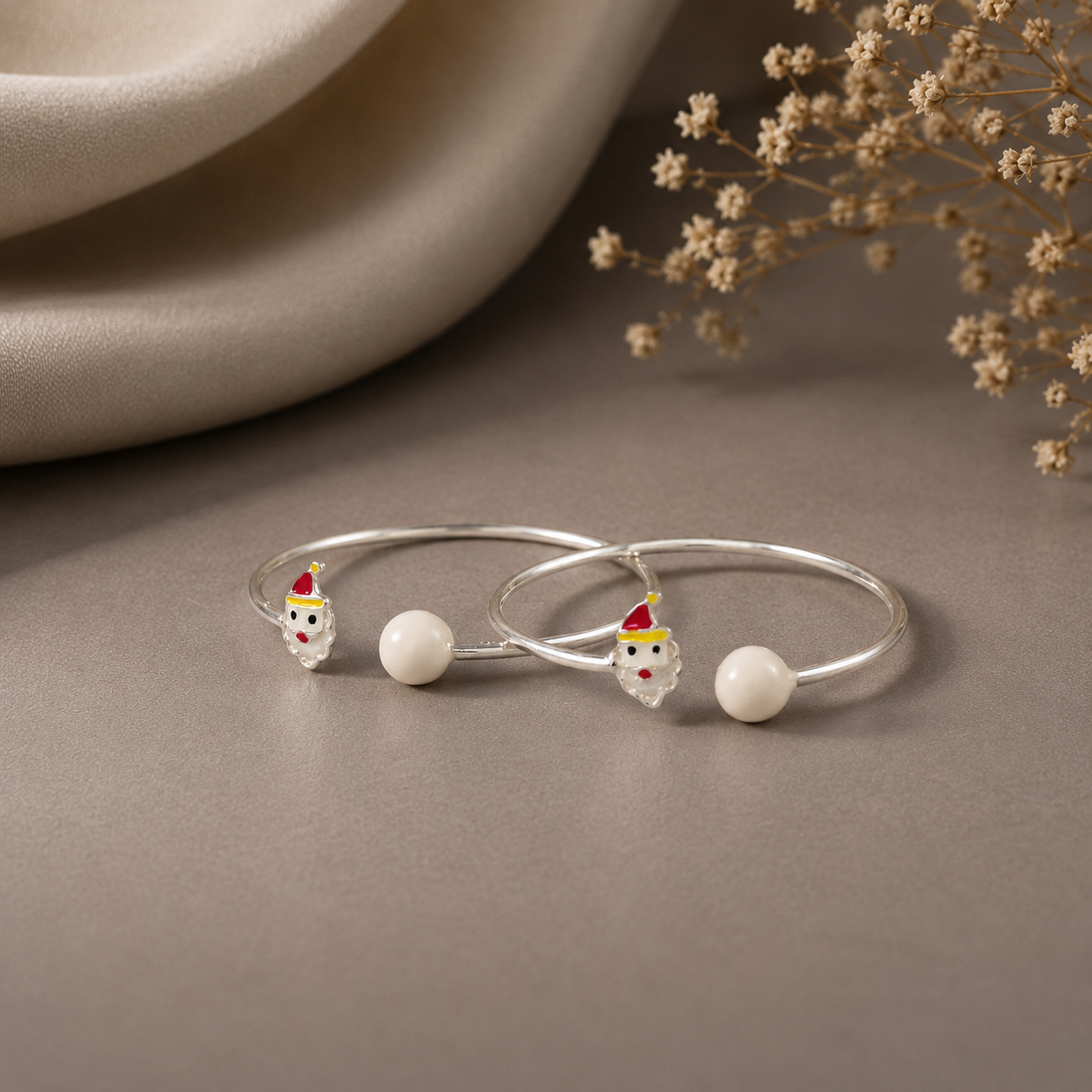 Little Santa Silver Baby Bangles