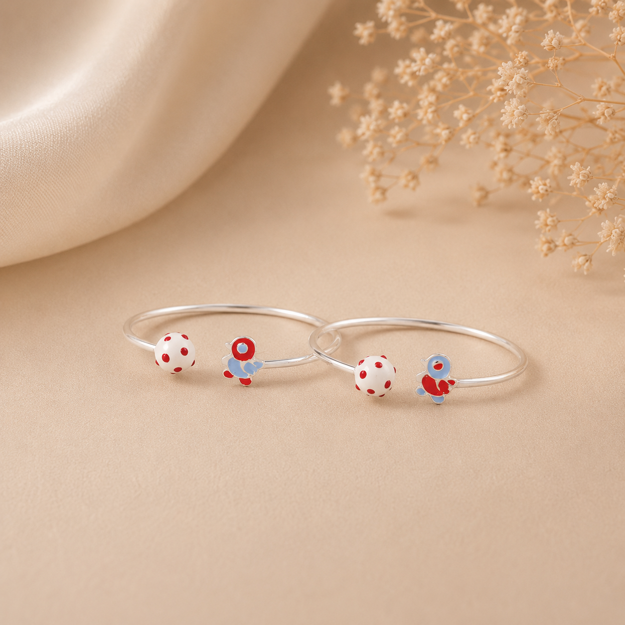Dreamy Bird Silver Baby Bangles