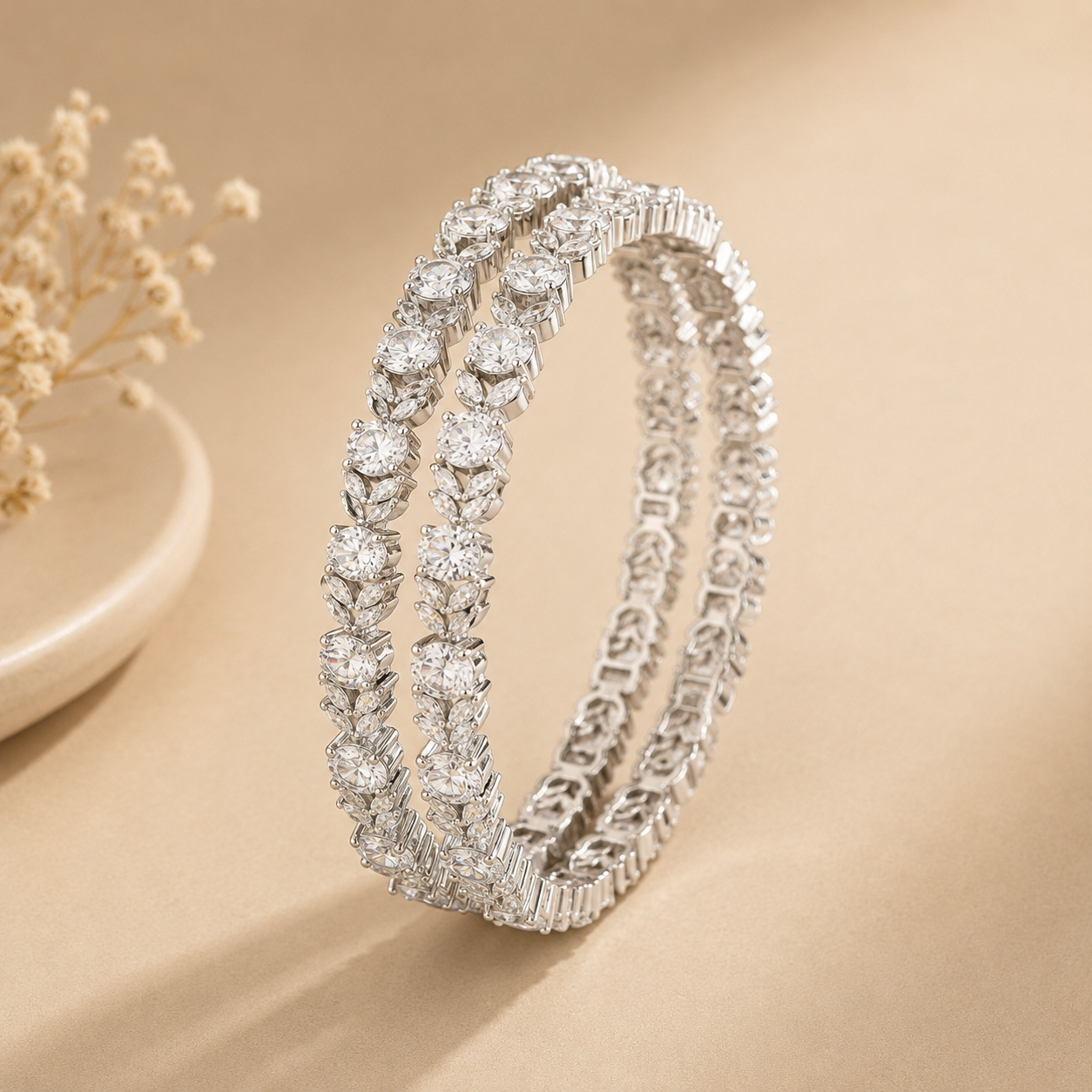 Diana Ethereal Silver Bangles