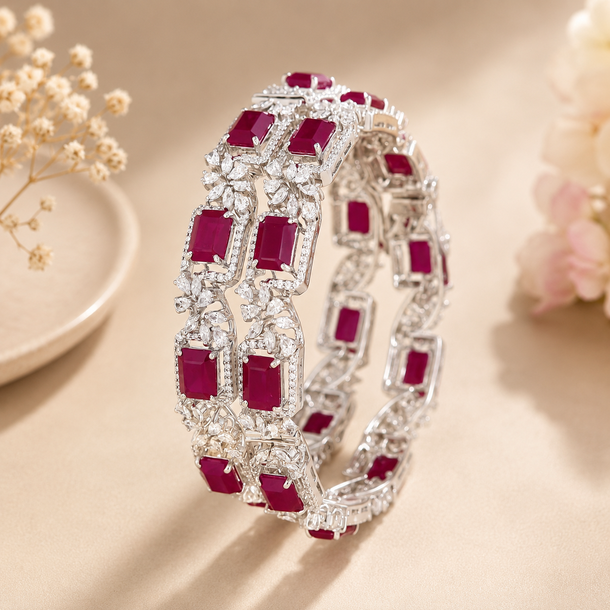 Ishani Queenly Silver Bangles