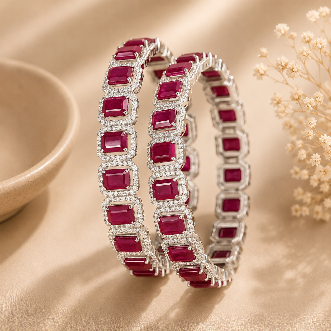 Alvina Precious Silver Bangles