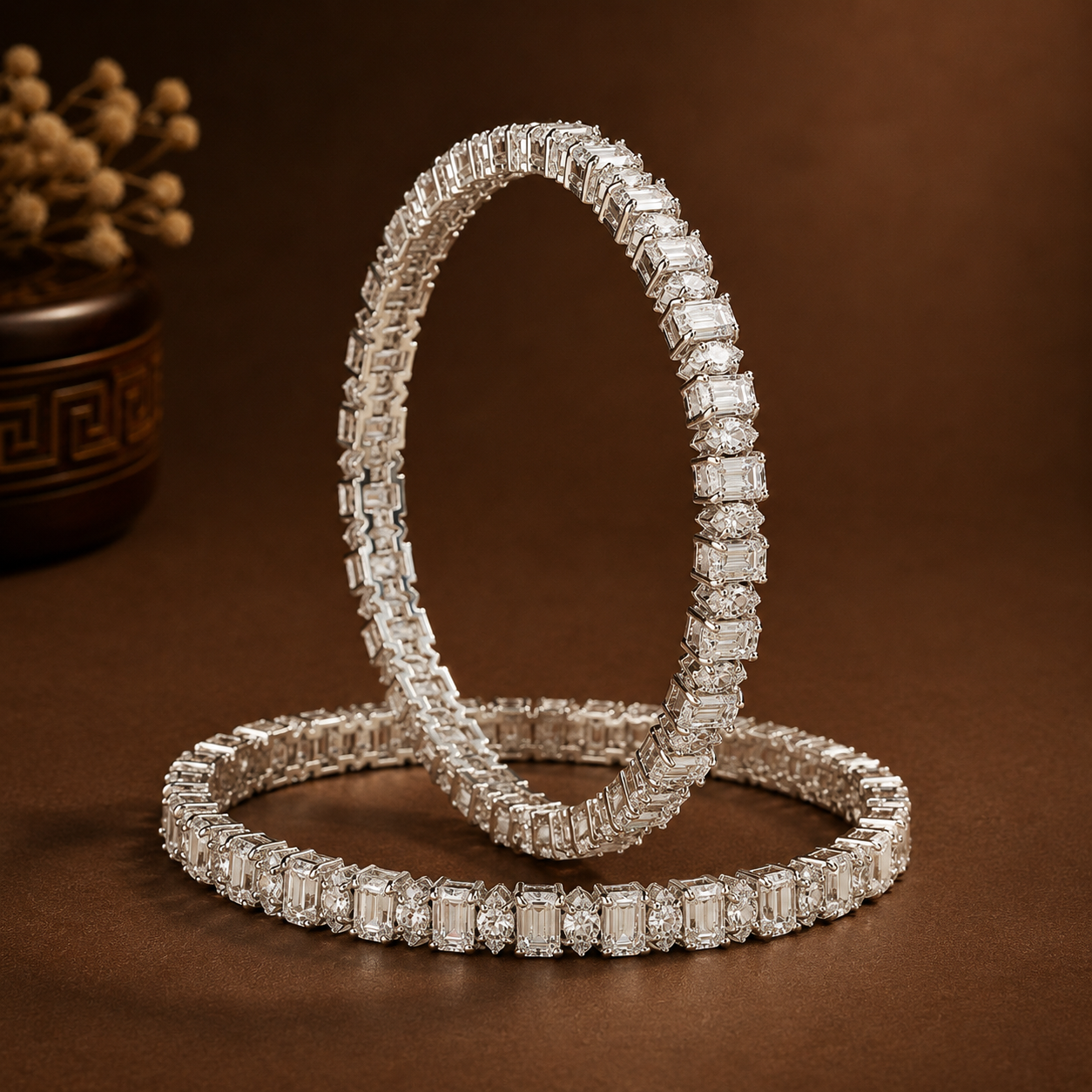 Anika Divine Glow Silver Bangles
