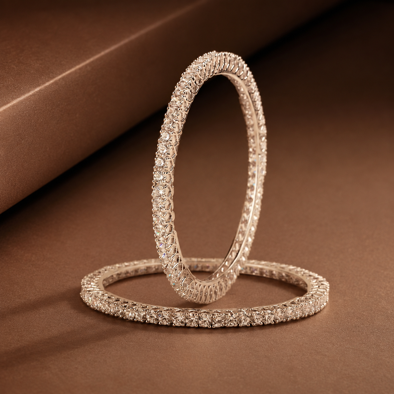 Aarohi Cristina Silver Bangles With Round Cut