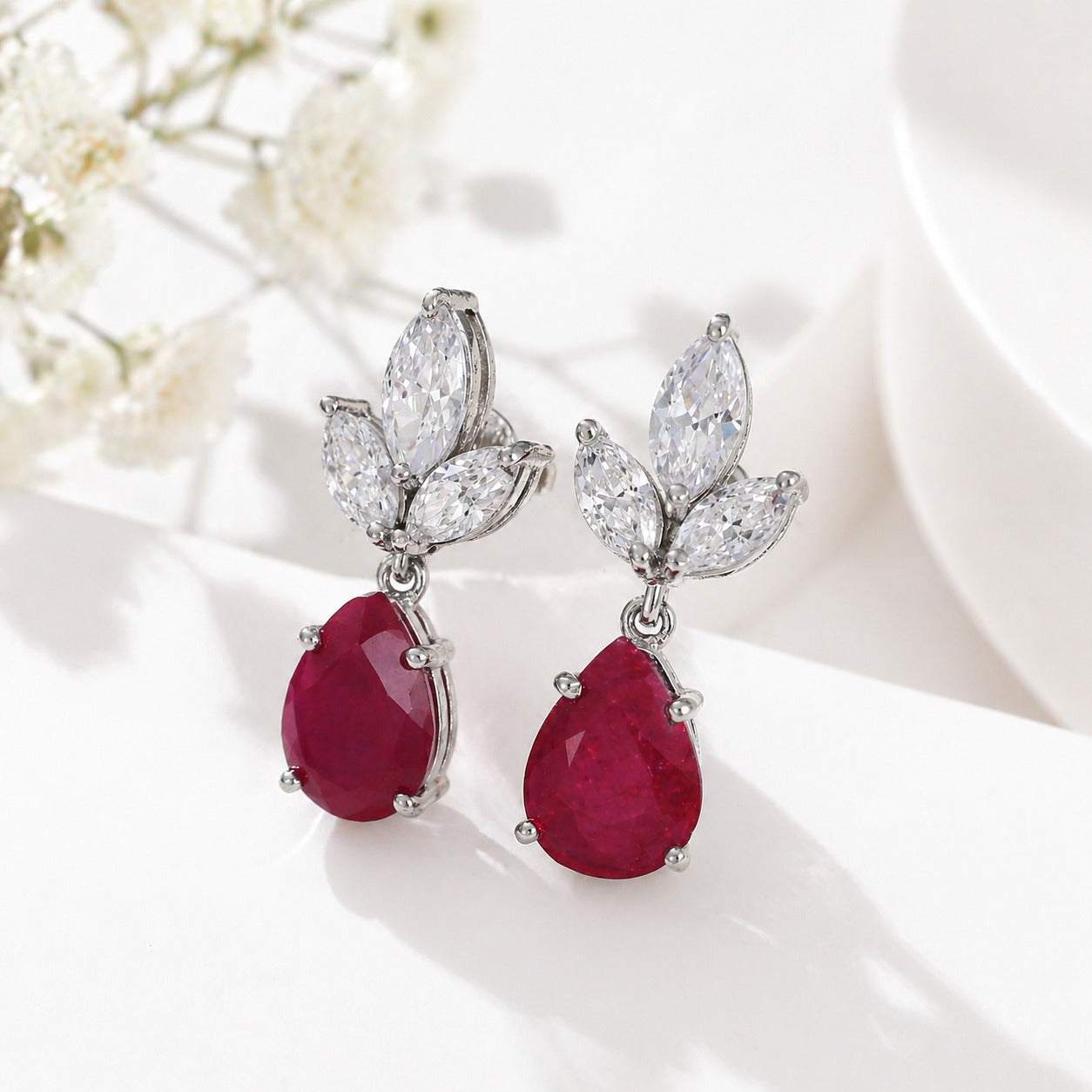 Aanya Marquise Pear Shaped Ruby Earrings