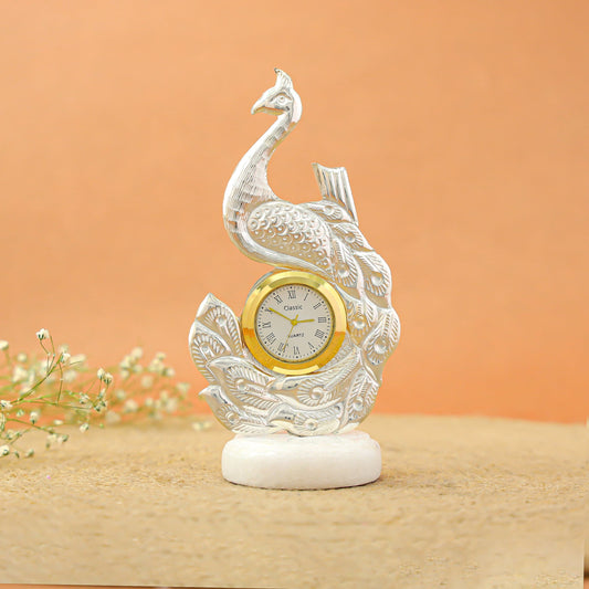 Beautiful Peacock Silver Table Watch