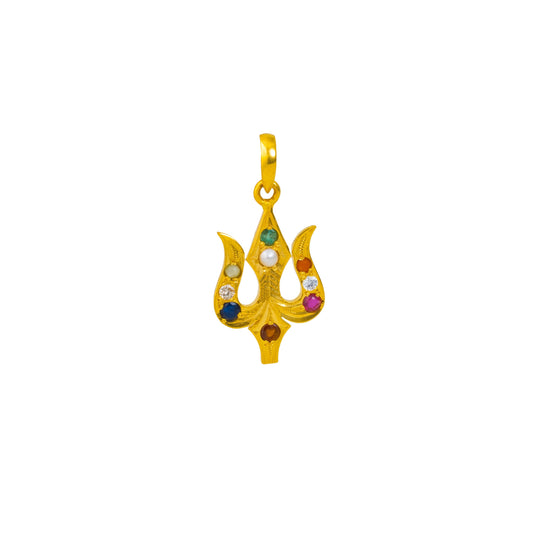 Pleasing Shiva Trishula Gold Pendant