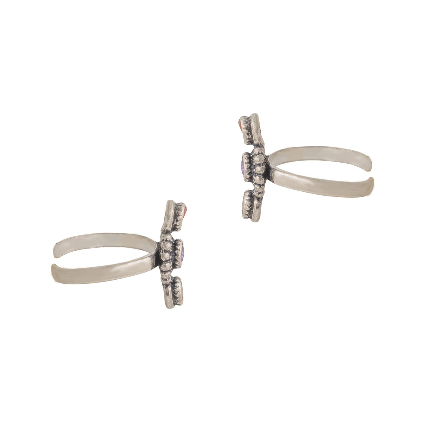 Aanvi Colorful Traditional Chic Silver Toe Rings