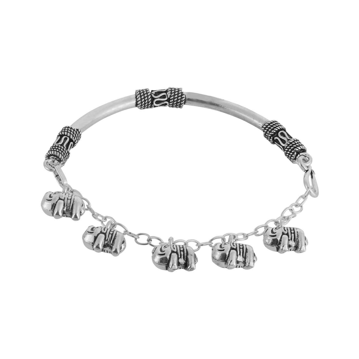 Izra Elephant Tribal Silver Bracelet