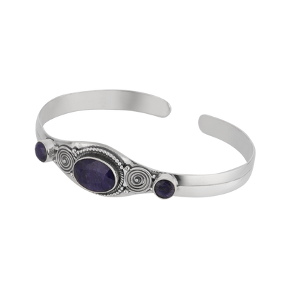Maya Purple Stone Sterling Silver Bracelet