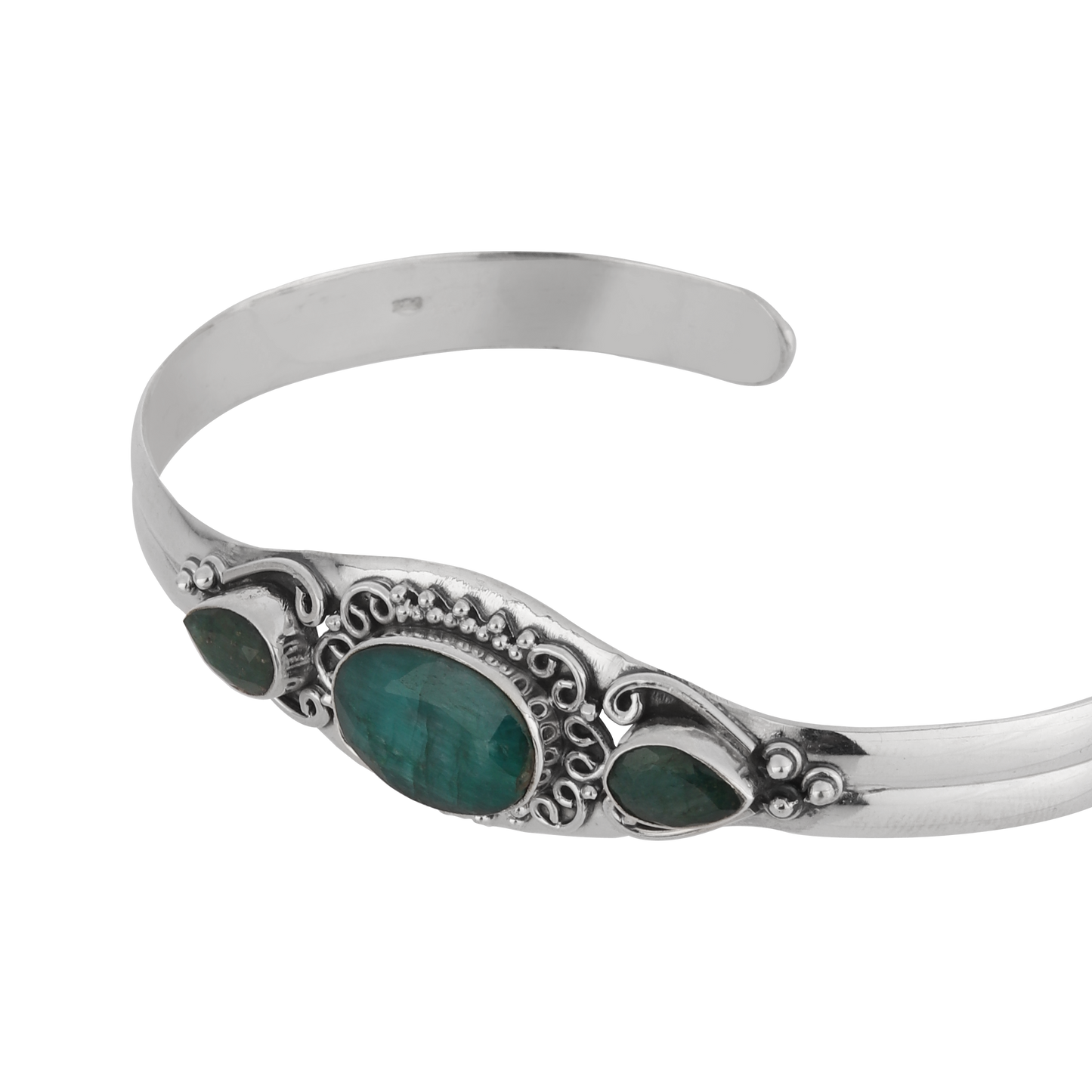 Maya Green Stone Sterling Silver Bracelet