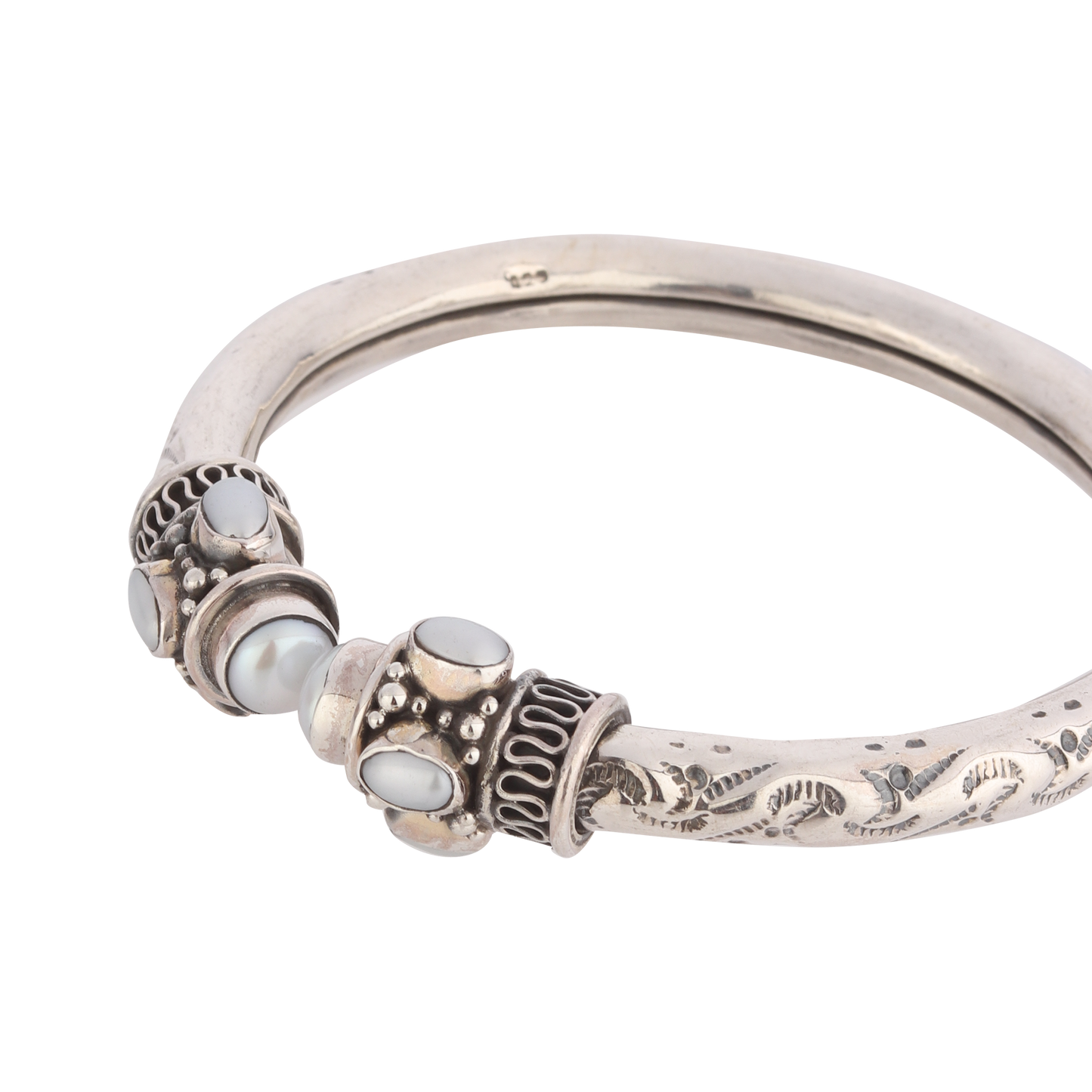 Serena Tribal Silver Bracelet With Pearl