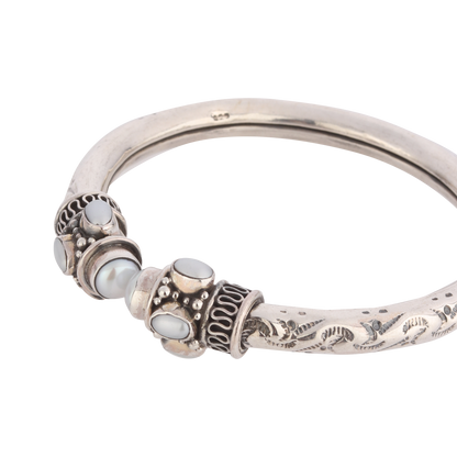 Serena Tribal Silver Bracelet With Pearl