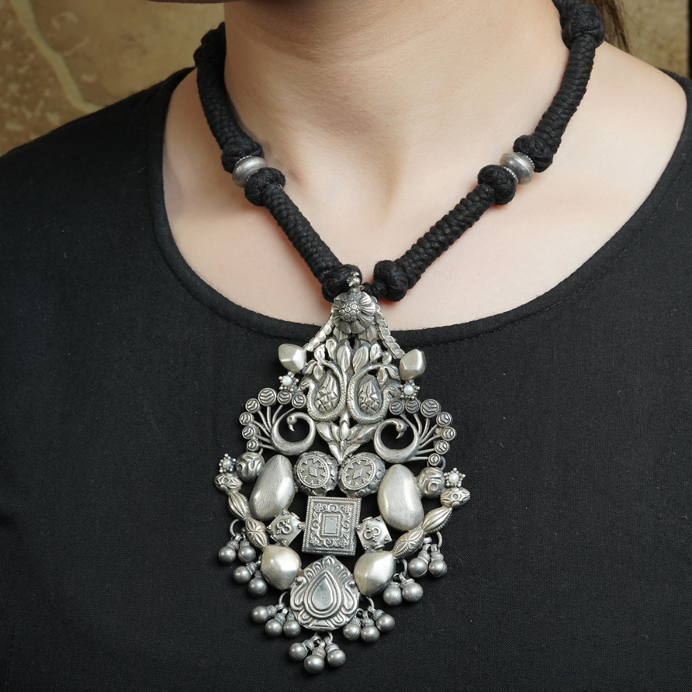 Adhya Silver Pendant Necklace