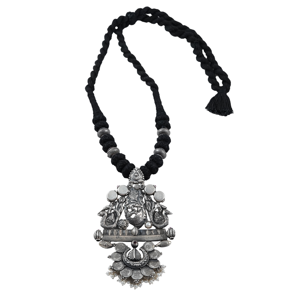 Anika Silver Pendant Necklace With Peacock Motif