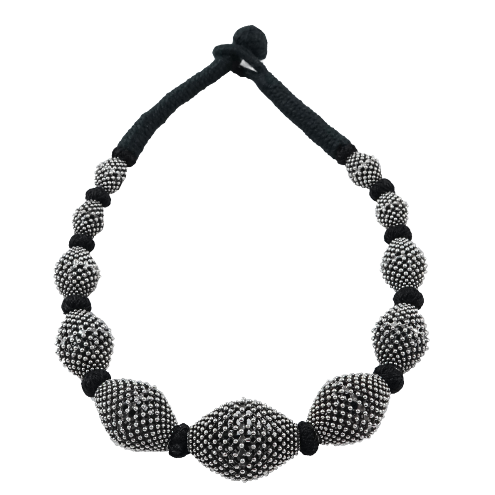 Aashita Black Rawa Work Silver Necklace