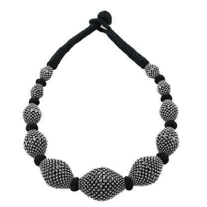 Aashita Black Rawa Work Silver Necklace