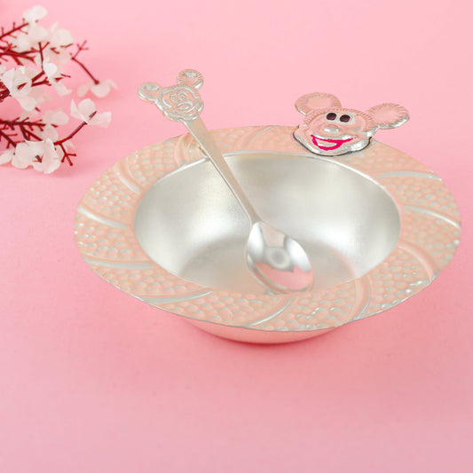 Lovely Silver Bowl and Spoon Set For Baby