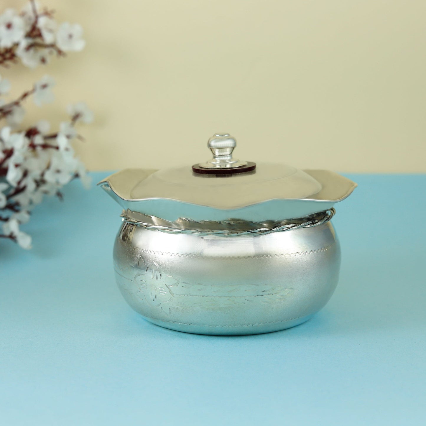 Wave Rim Silver Pot Bowl