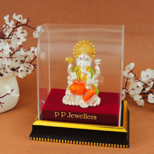Colorful Silver Ganesha Idol
