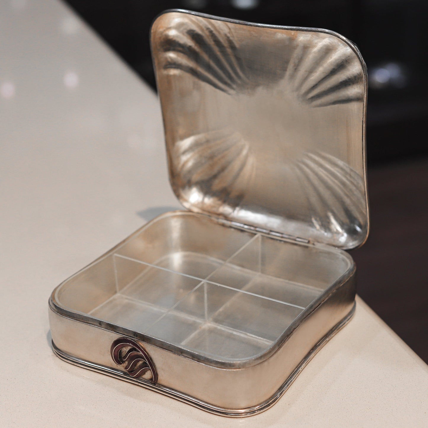 Artistic Enamel Crest Silver Box