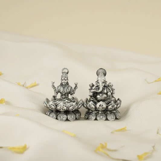 Lovely Silver Lakshmi Ganesh Idol