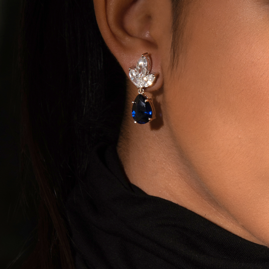 Vivian Marquise Cut Swarovski Zirconia Blue Silver Earrings