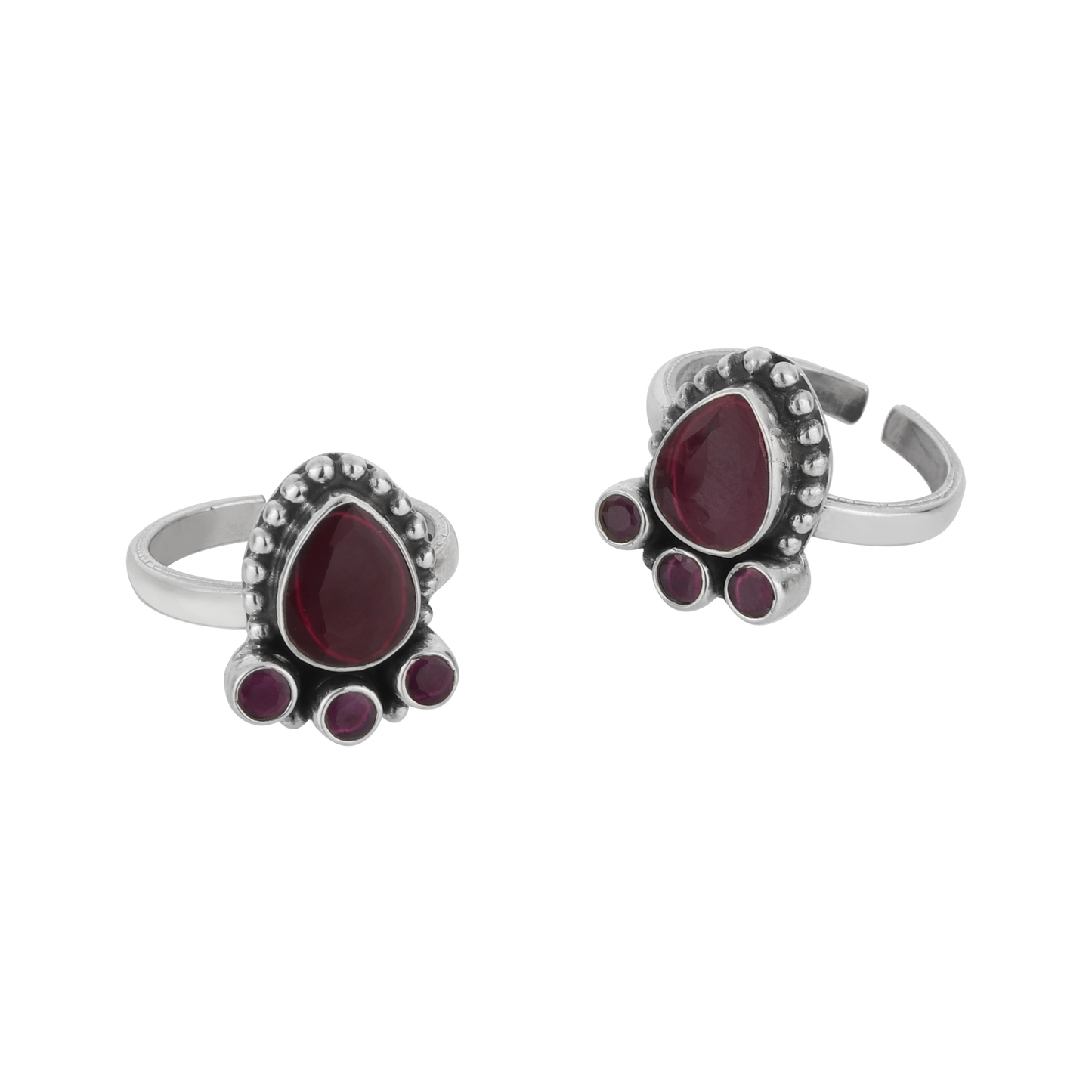 Rianna Red Sterling Silver Toe Rings