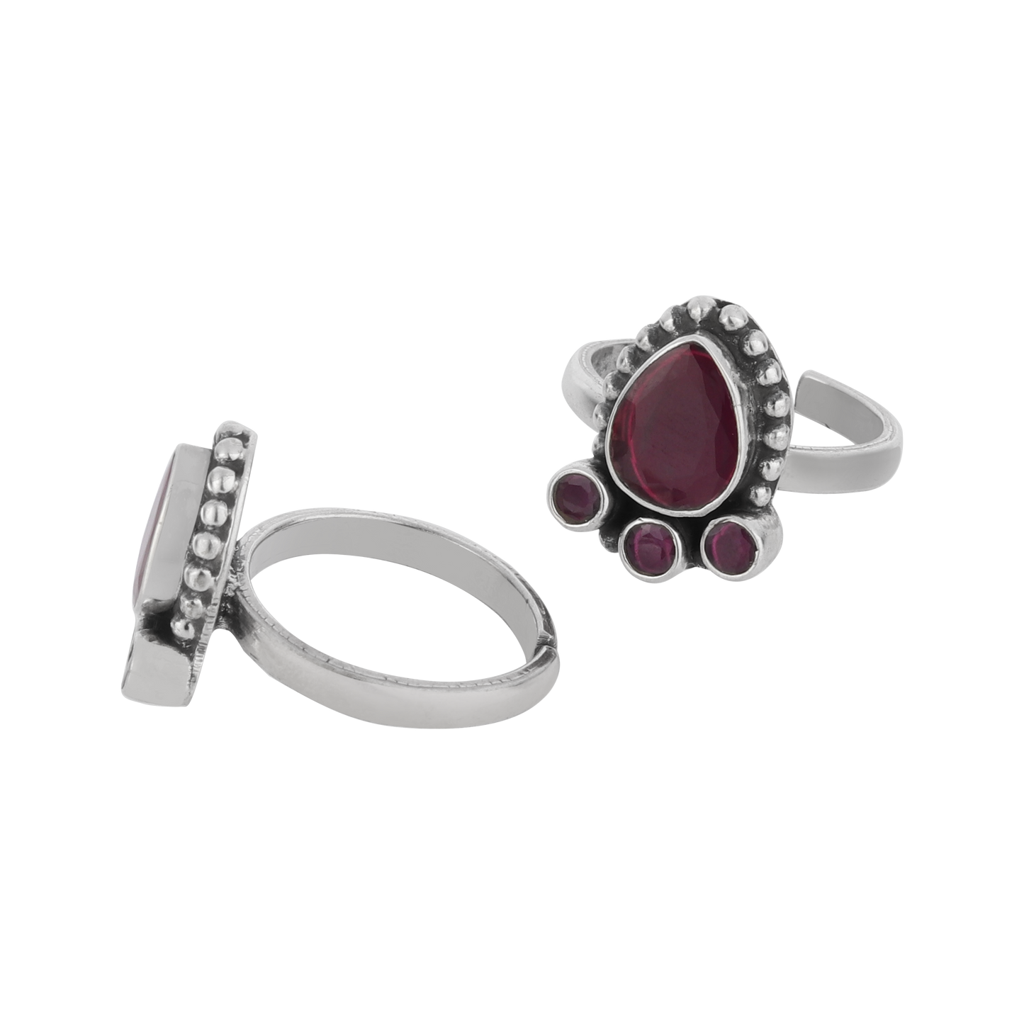 Rianna Red Sterling Silver Toe Rings