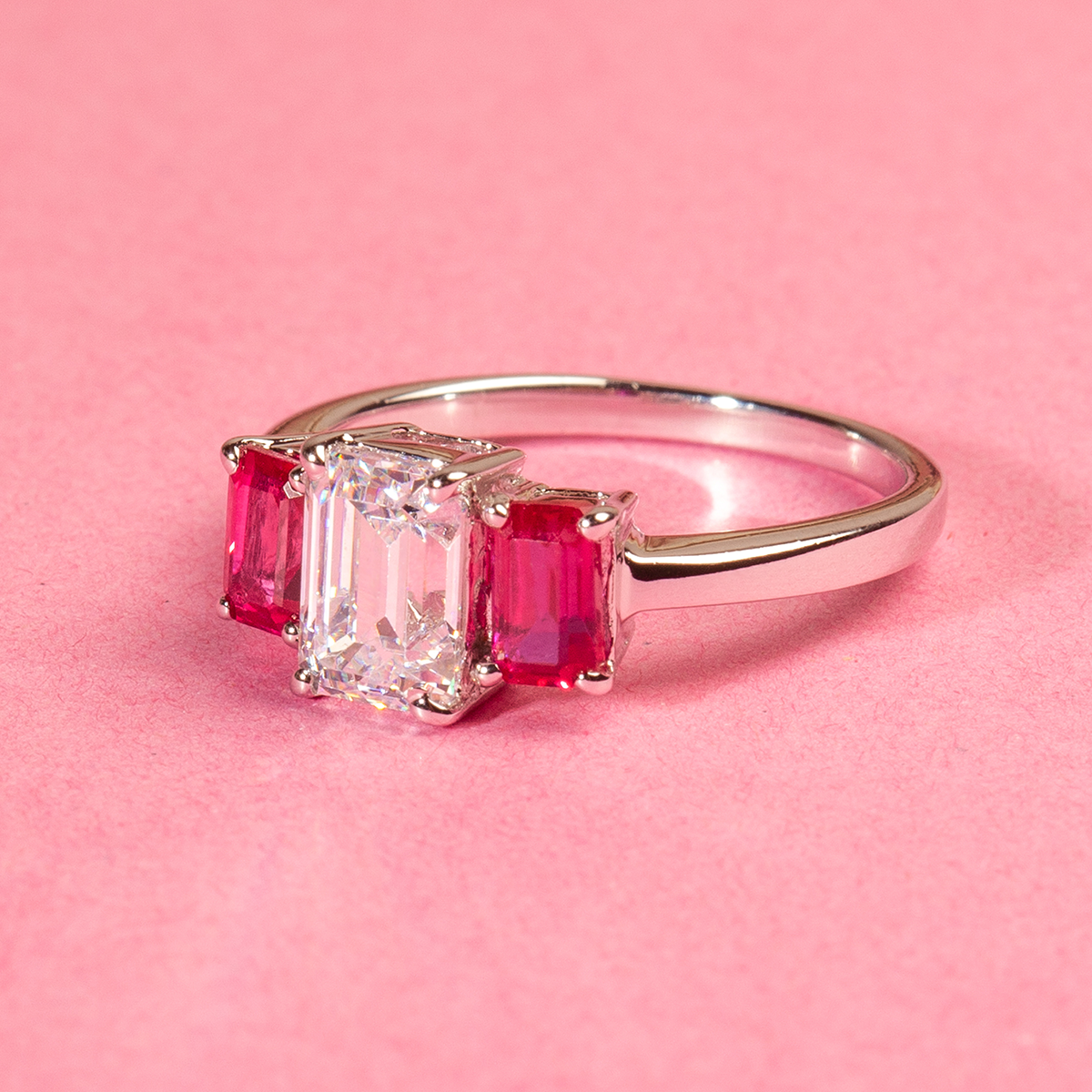 Scarlette Neon Pink Swarovski Zirconia Silver Ring