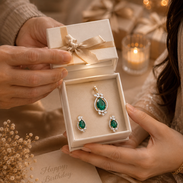 Verde Royale Diamond Pendant Set