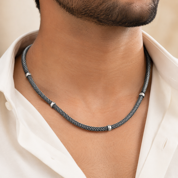 Sterling Rope Mesh Silver Chain For Him