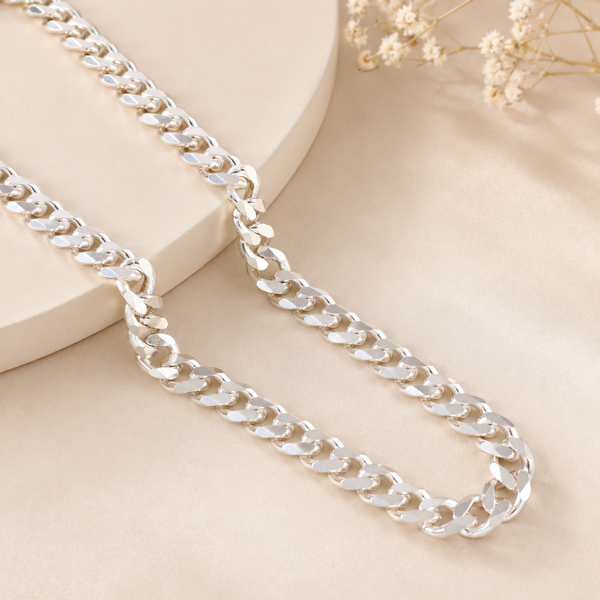 Premium Flat Link Silver Chain For Him