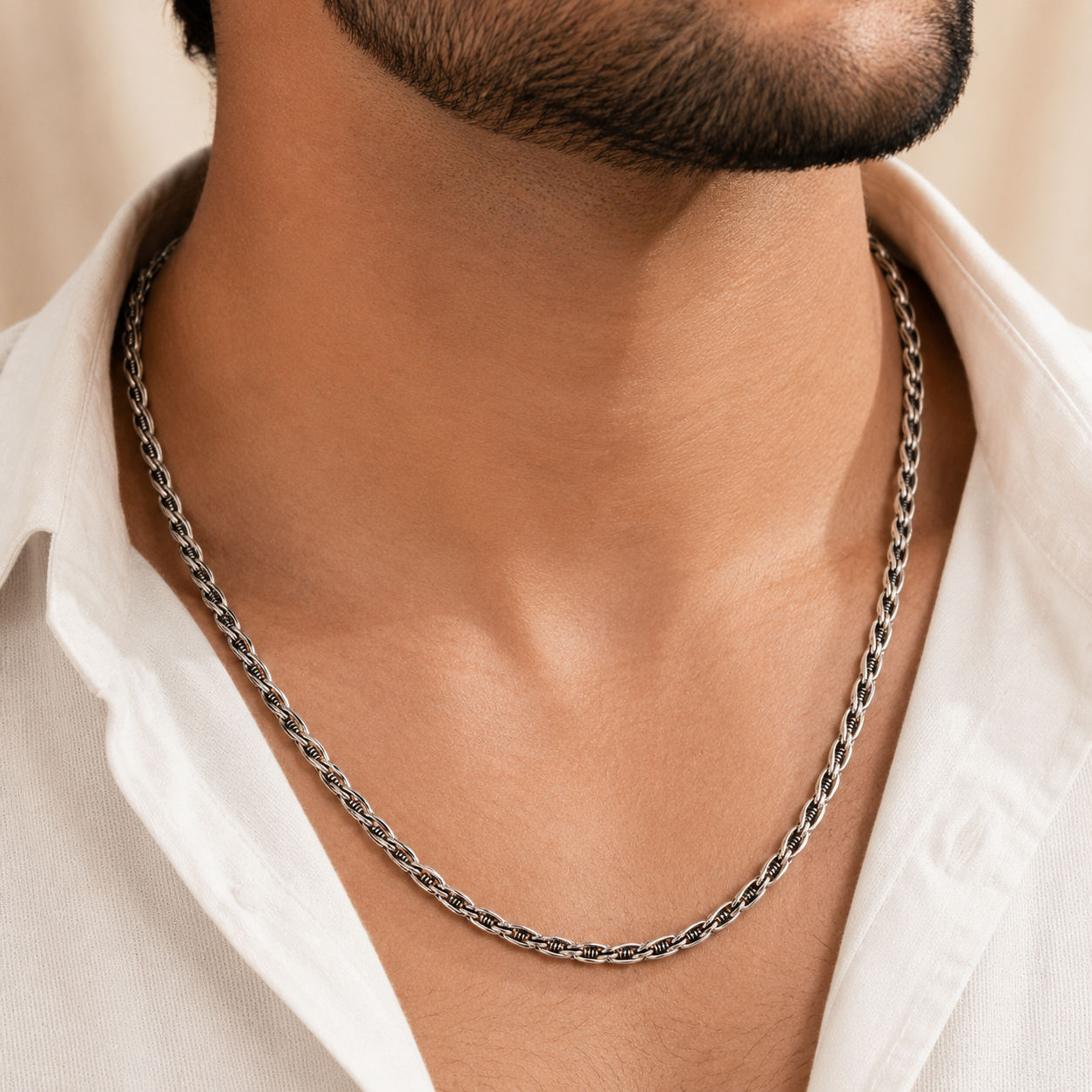 Elite Spiral Silver Chain For Him