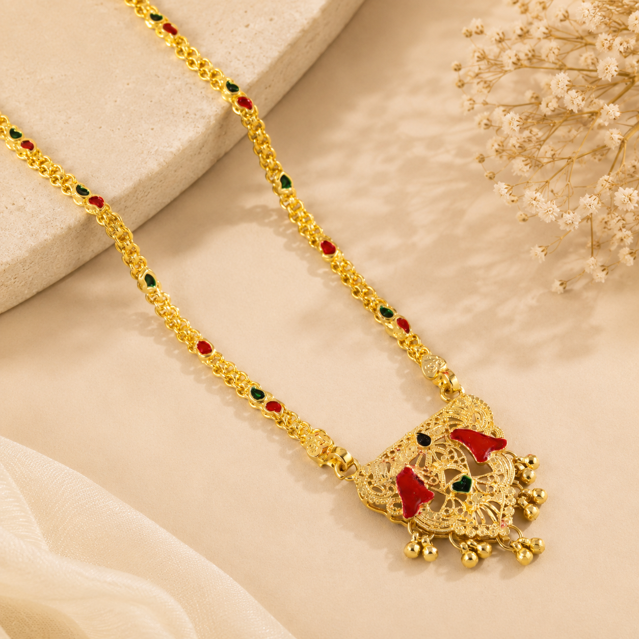 Ruhani Meenakari Silver Necklace