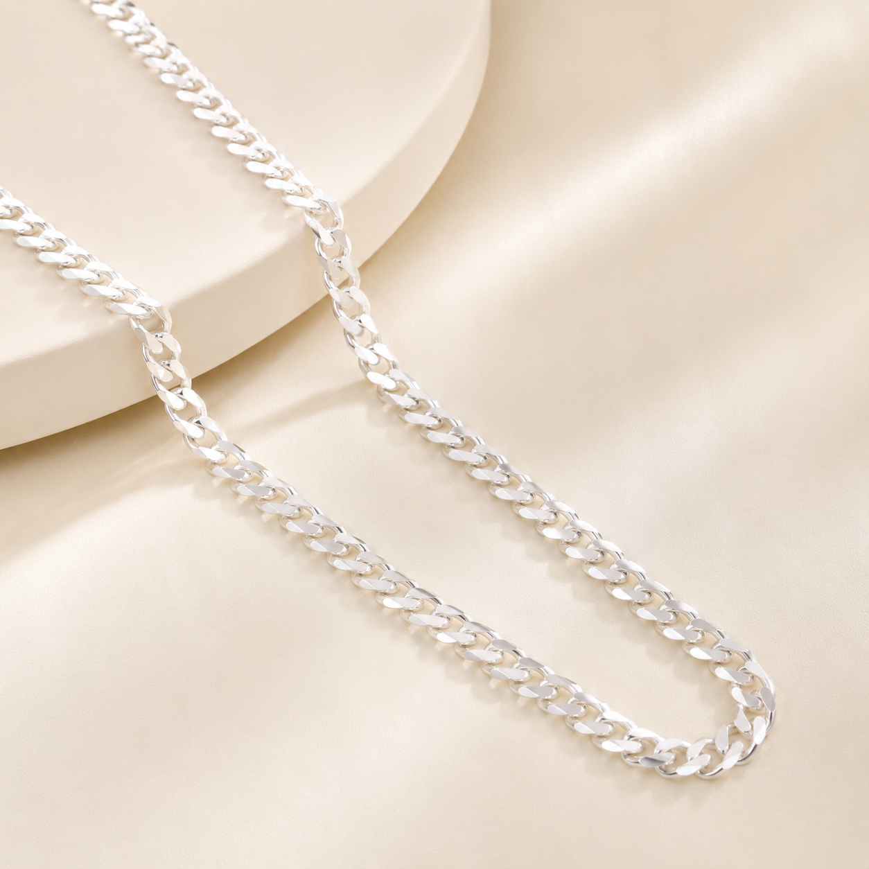 Modern Curb Silver Chain For Him