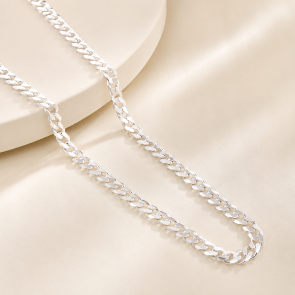 Modern Curb Silver Chain For Him