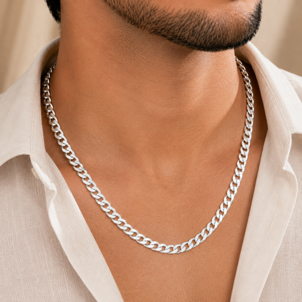 Modern Curb Silver Chain For Him