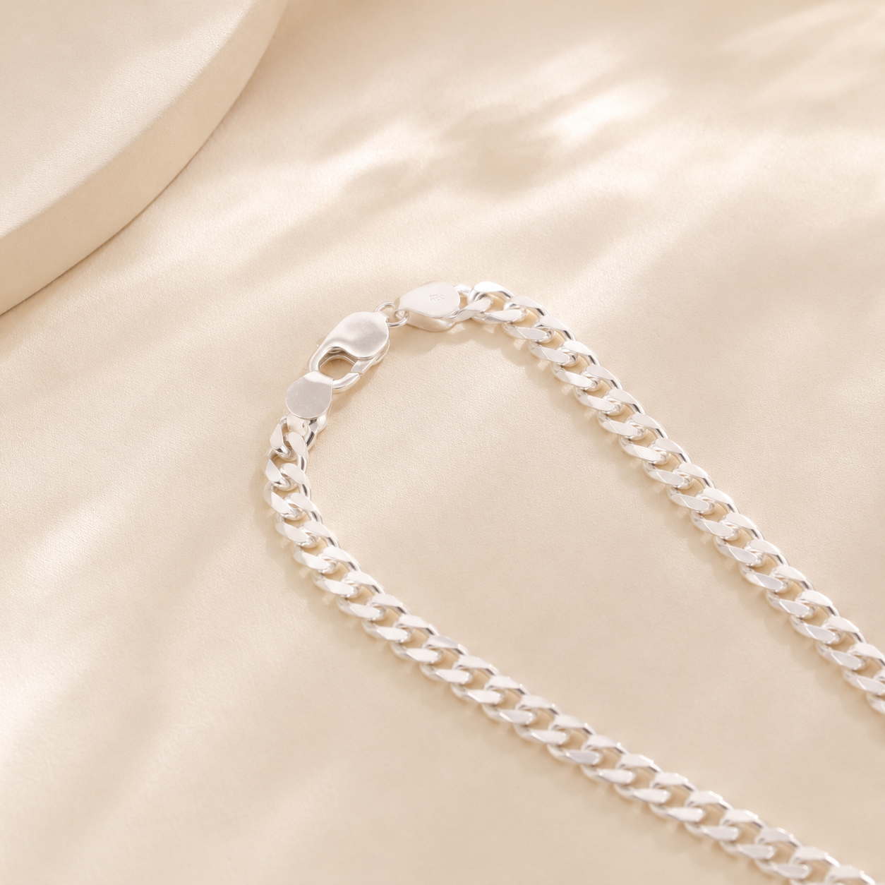 Modern Curb Silver Chain For Him