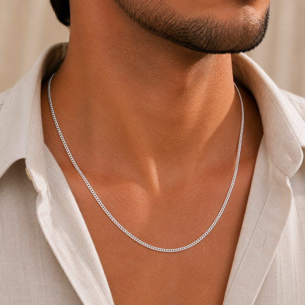Moonlit Grace Silver Chain For Him