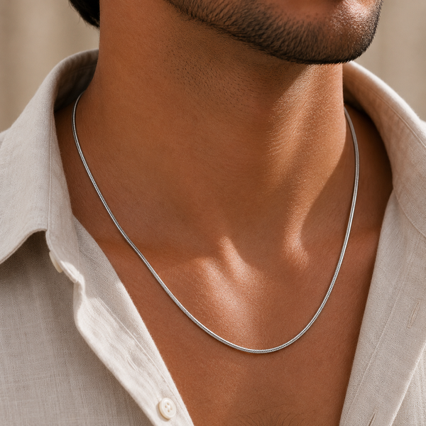 Graceful Snake Silver Chain For Him