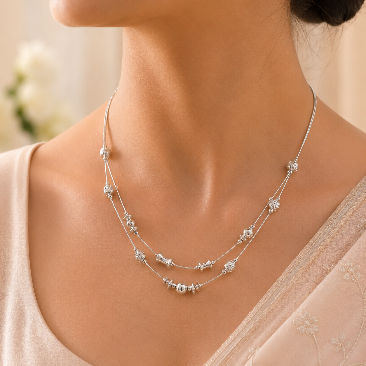 Prisha Fusion Silver Necklace