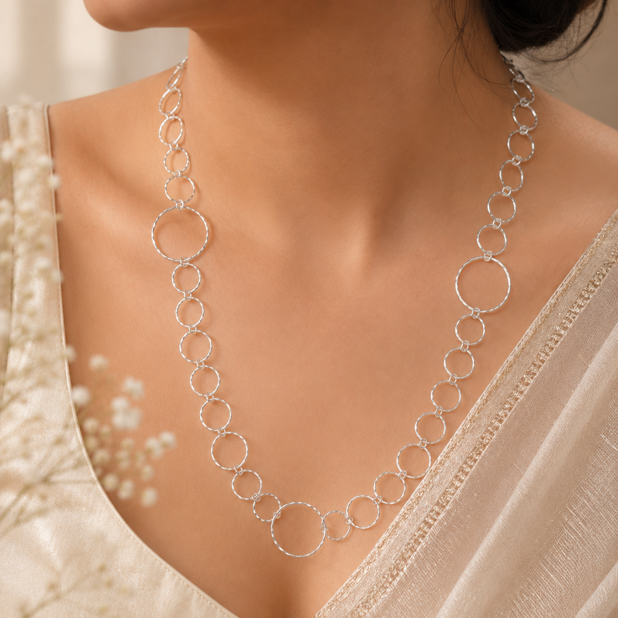 Rhea Elegant Loop Silver Necklace