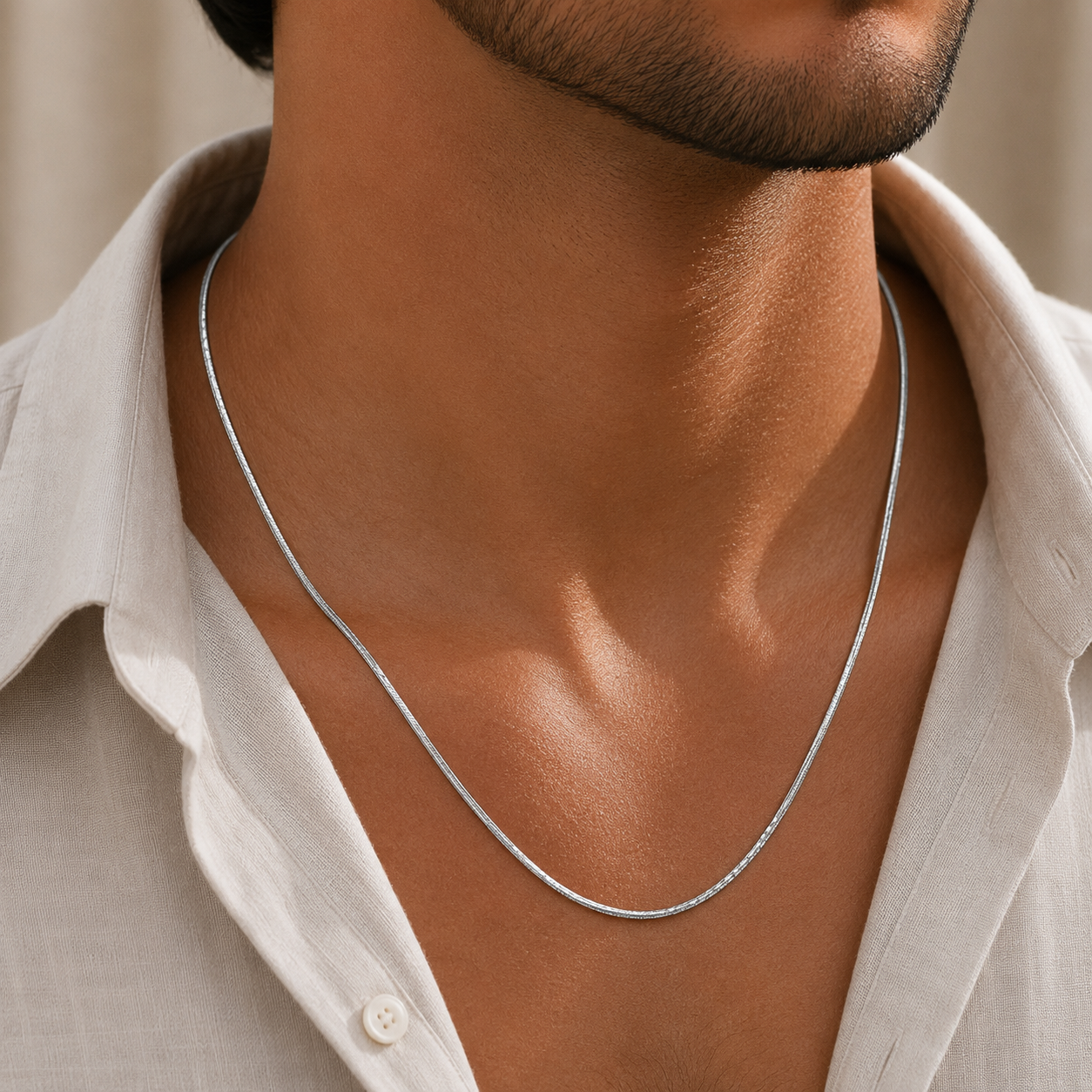 Smooth Flow Silver Chain For Him