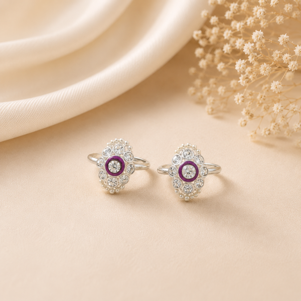 Pearl Halo Silver Toe Rings
