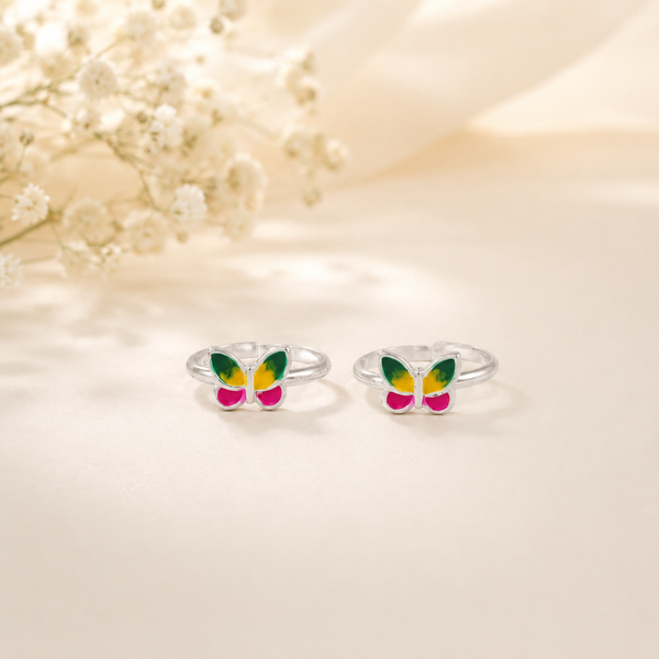 Butterfly Bliss Silver Toe Rings